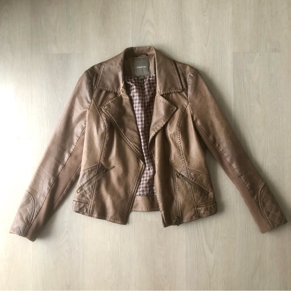 Maurices Brown Faux Leather Moto Jacket